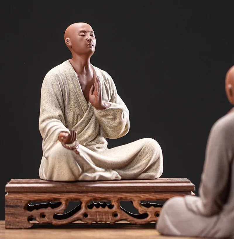 New Zi Sha Sand Monk Statue Buddha Buddhism Zen Praying Meditation