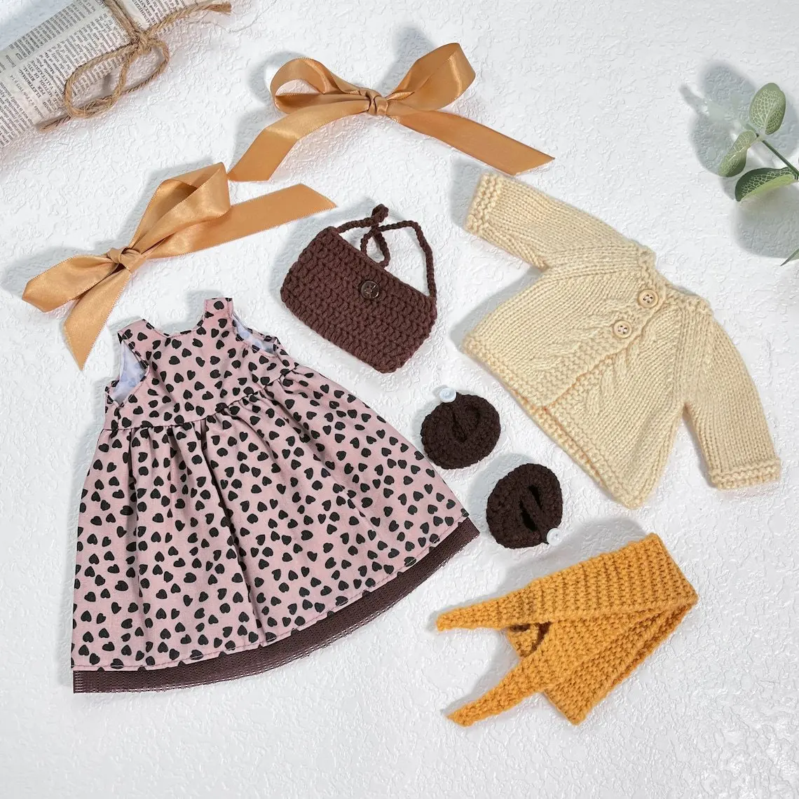 

Doll Mini Knitted Sweater Cardigans Tops Casual Skirt Floral Dress Clothes for Dolls Kids DIY Gift Toys Dolls Accessories