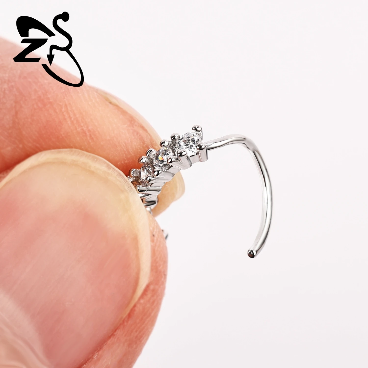 ZS 1 Piece 20G Trendy Hoop Nose Rings Women Moon Star Flower Pendant Septum Piercing Ear Helix Cartilage Piercings Jewelry 8MM