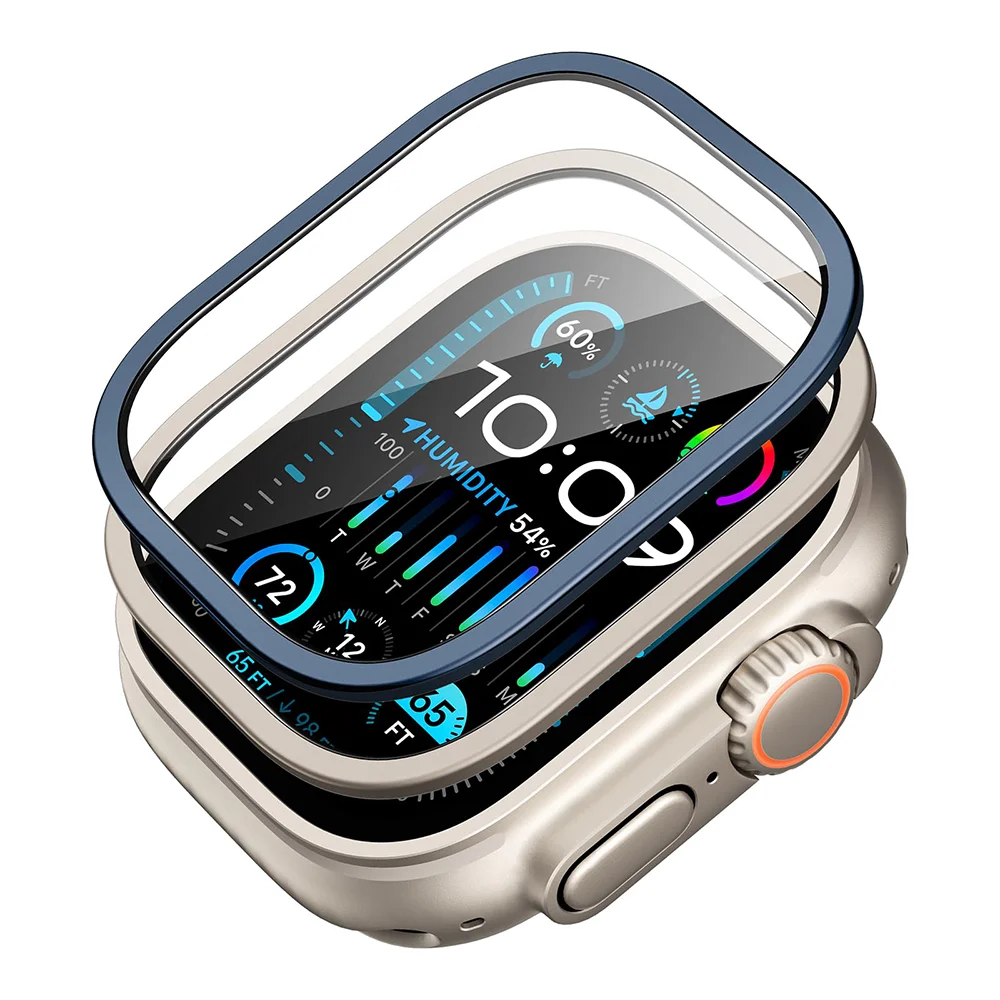 Gehärtete Glasfolie für Apple Watch Ultra 49 mm Rahmen aus Titanlegierung, kratzfeste Folie, Serie Ultra 2, Displayschutzfolie, Zubehör