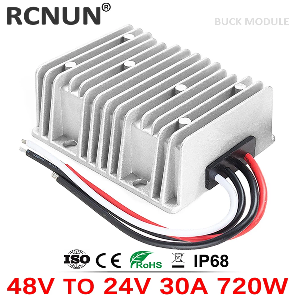 RCNUN High Efficiency 48V-24V 30A DC-DC Buck Converter Reliable Step Down DC DC Converter 48V to 24V Voltage Regulator CE