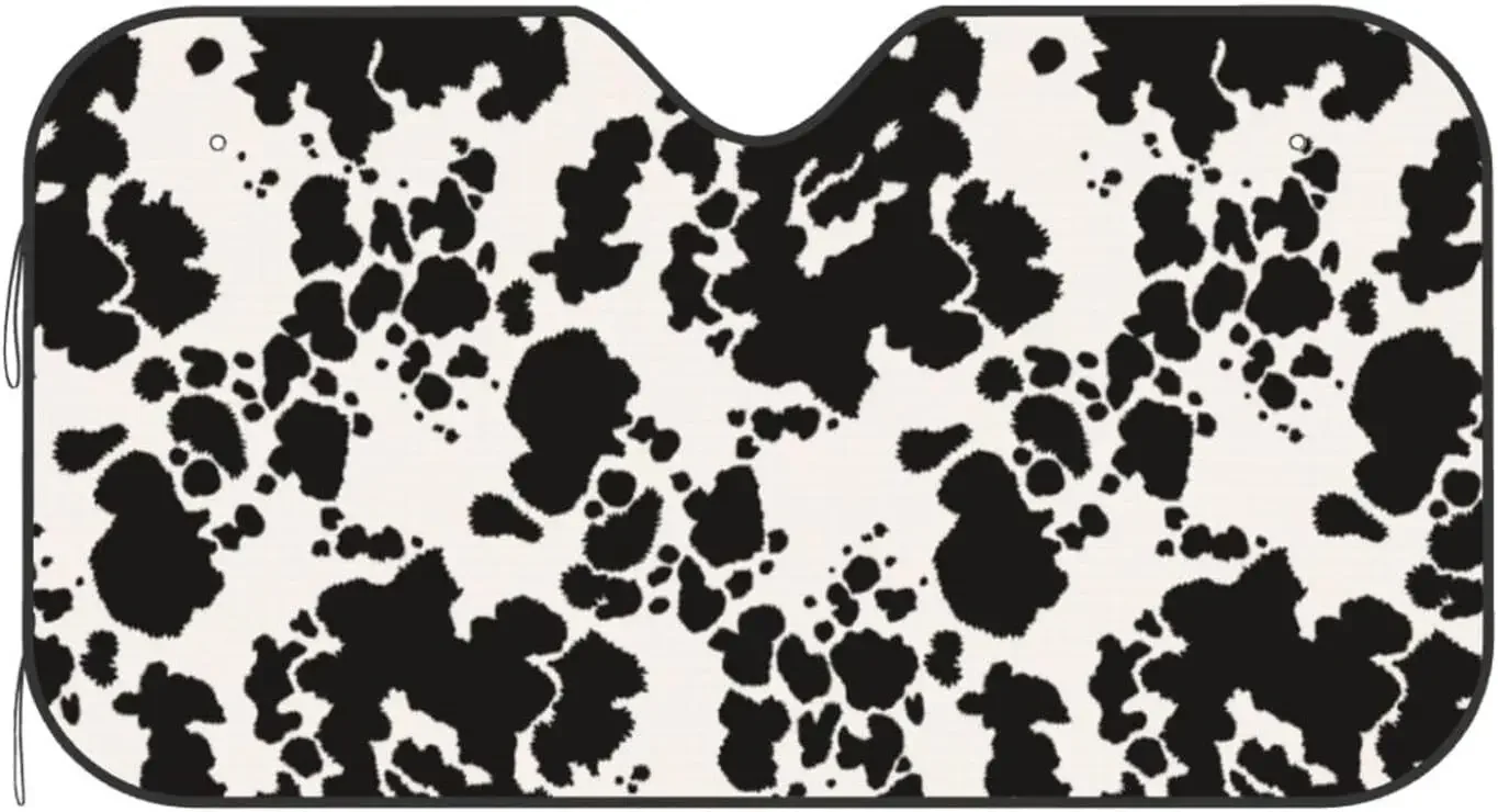 Car Windshield Sun Shade White Black Cow Print Foldable Sun Visor Protector Keep Your Car Cool Sun Shield for Sedan SUV