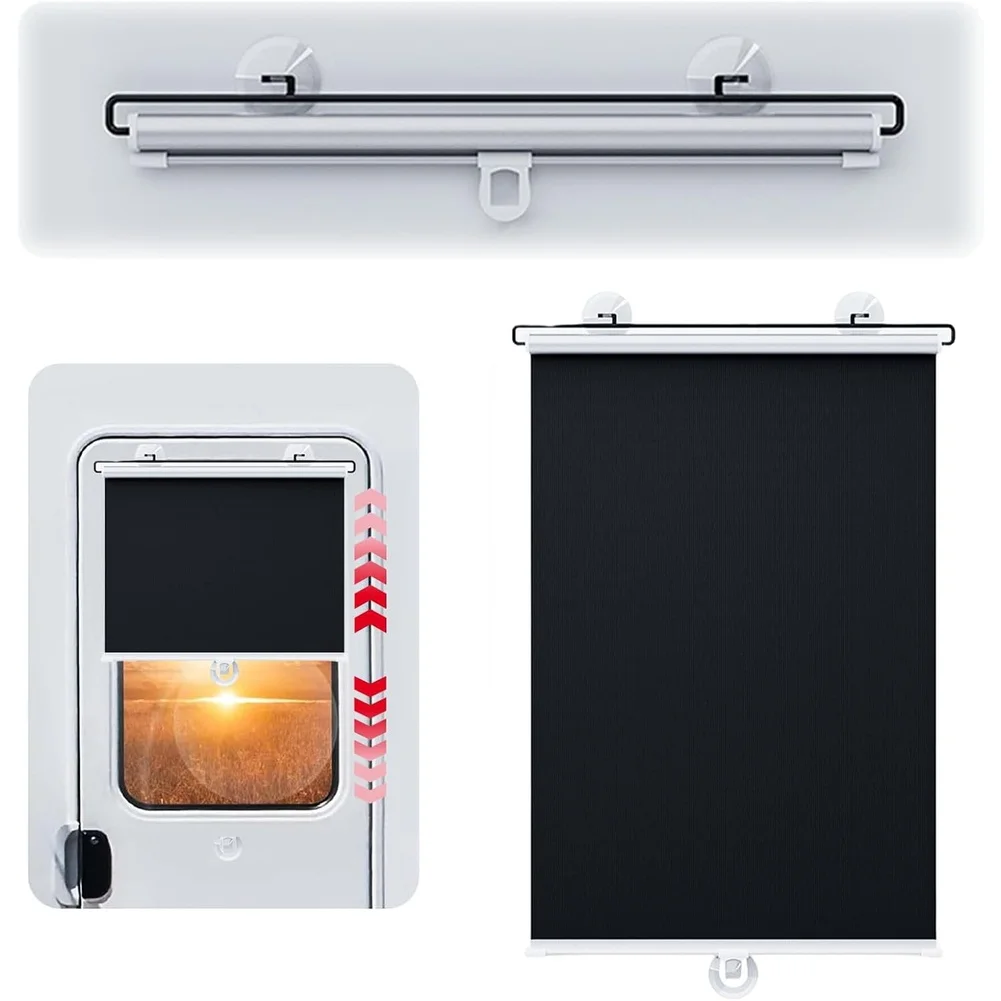 Adjustable RV Window Sunshade 45x125cm UV Block Privacy Curtain With Suction Mount For Camper And Trailer Window
