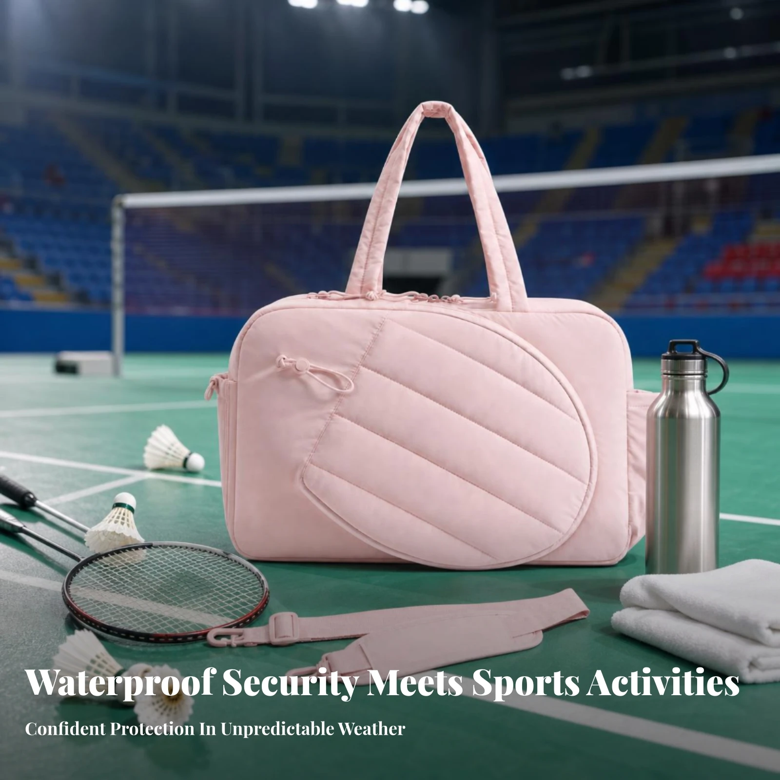 Quilted Duffel Bag Padded Racket Bag Zippered Compartments Streamlined for Athletes