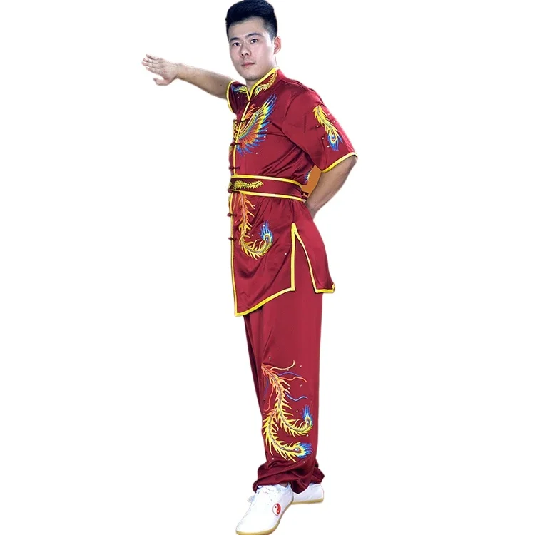 Custom Made Competition Kung Fu Uniform Tai Chi Wushu Performance Clothing Women Men Child Phoenix Embroidery 2024 New Style