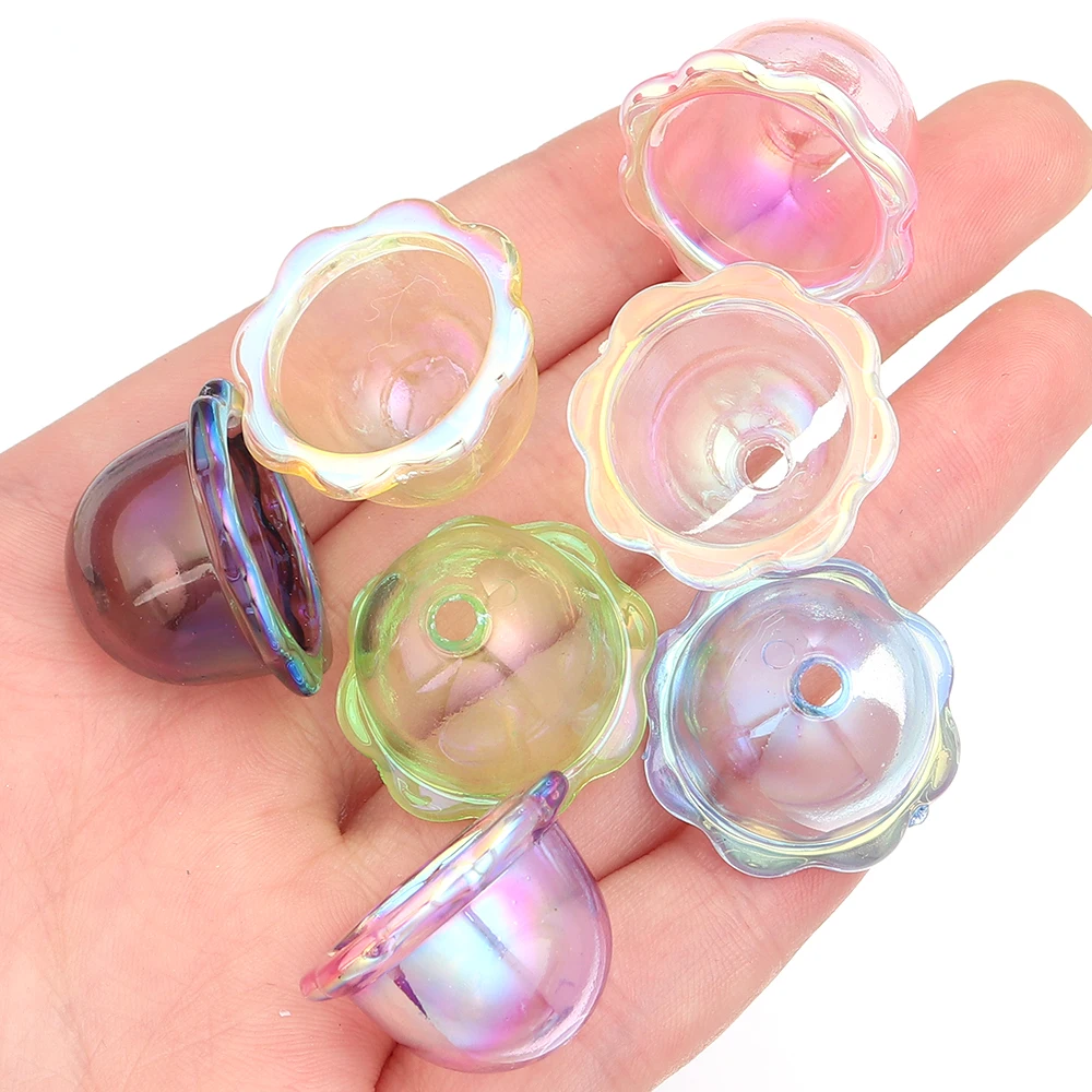 6pcs/Lot Transparent UV Plated Acrylic Wind Bell Beads harms for Jewelry Making DIY Handmade Necklace Earrings Key Chain Phone