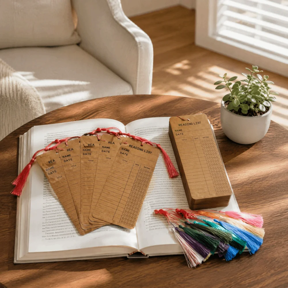 50pcs Kraft Paper Bookmark Paper Card Tassel Embellishment Paper Bookmark Page Marker Reading Tracker Kraft Paper Bookmark