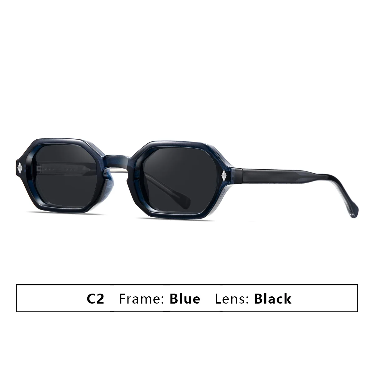 Kleine vintage hexagon zonnebrillen voor dames en heren, luxe designer zonnebril, populaire punk rivet driving shades