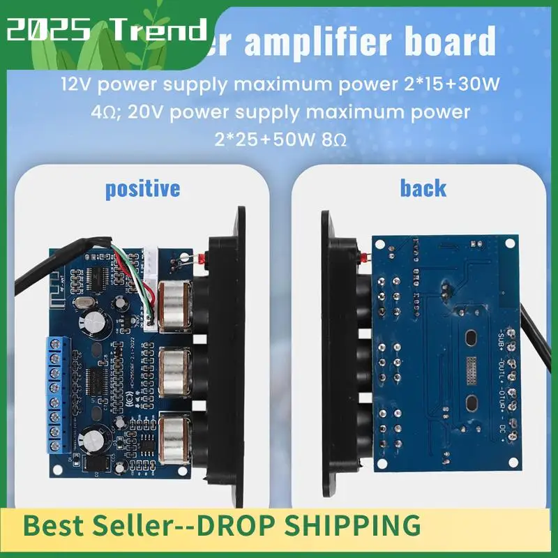 Mejores OFERTAS Placa amplificadora Digital Bluetooth de 2,1 canales 2X25w + 50W BT5.0 Subwoofer Clase D Placa de Audio DC12-20V con Cable USB