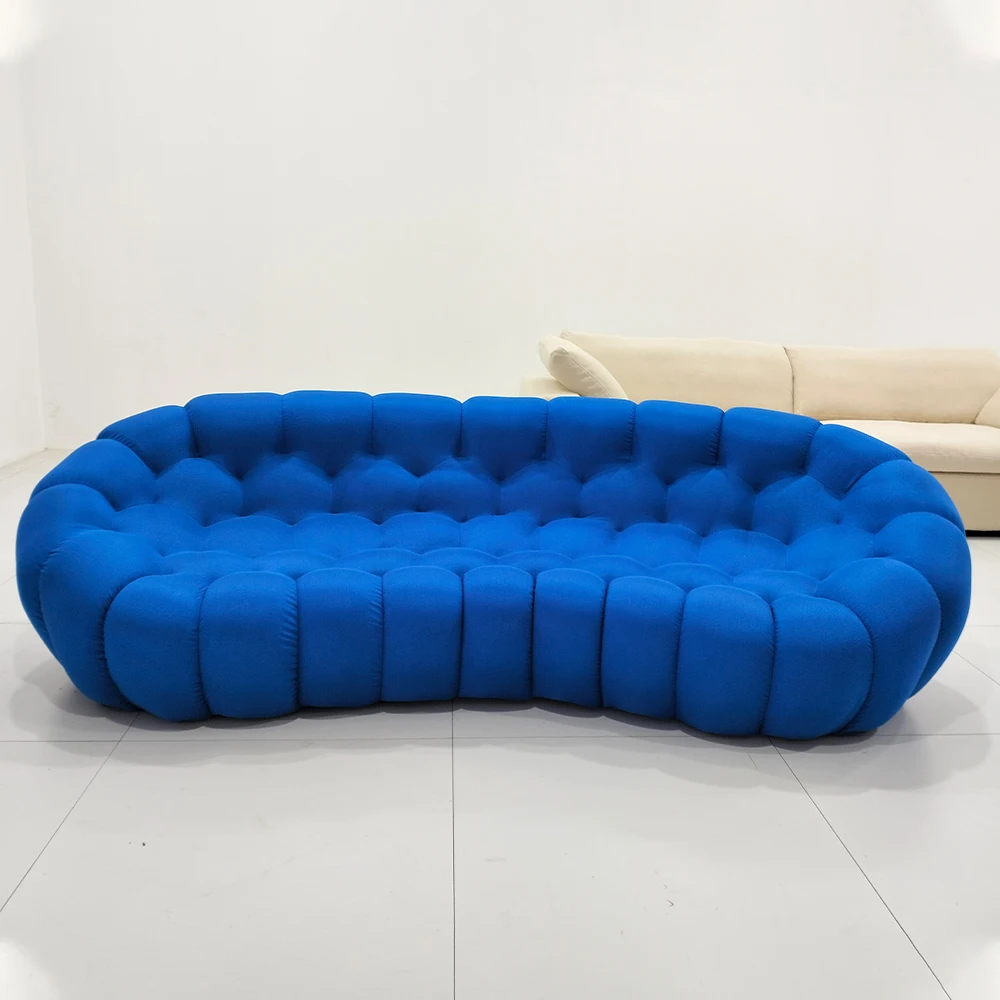 Linlamlim Contemporary Cloud-Shaped Sofa Modular Cloth Football Couch Fabric Curved Designer Sofa Set for Living Room or Office