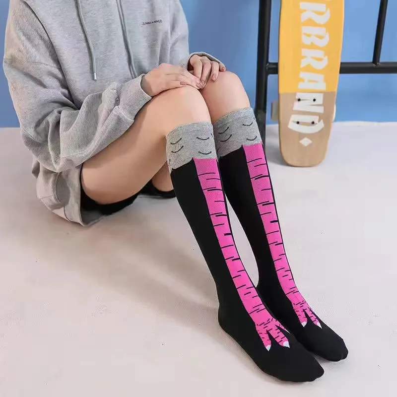 Funny Chicken Paw Stocking Over-knee Pressure Thin Leg Long Stockings Women Spring Autumn Winter Middle High School Girls Socks