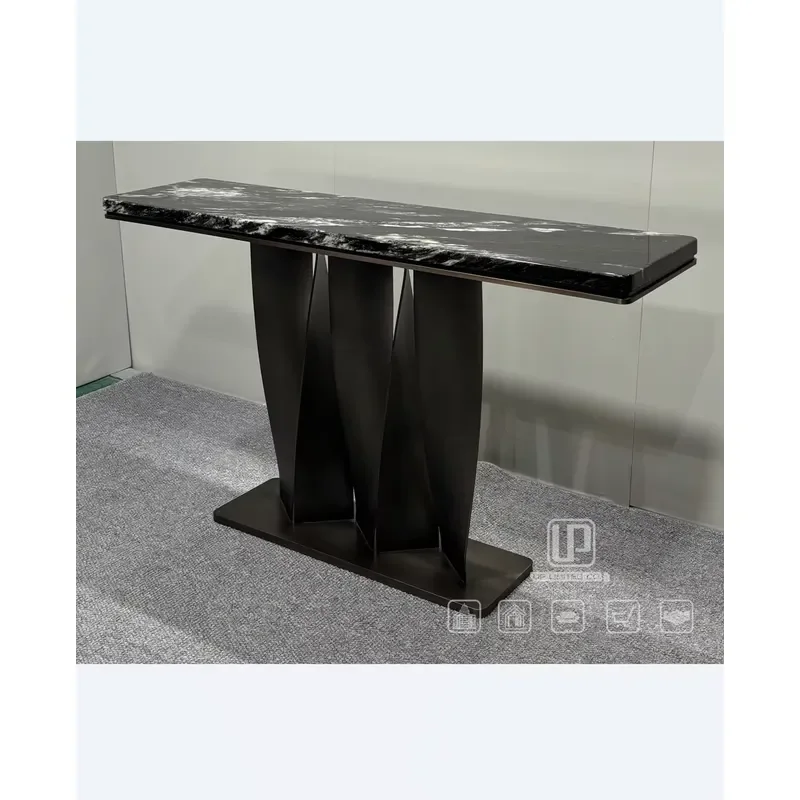 New Natural Marble Countertop with Stainless Steel Frame Elegant Foyer Entrance Side Table