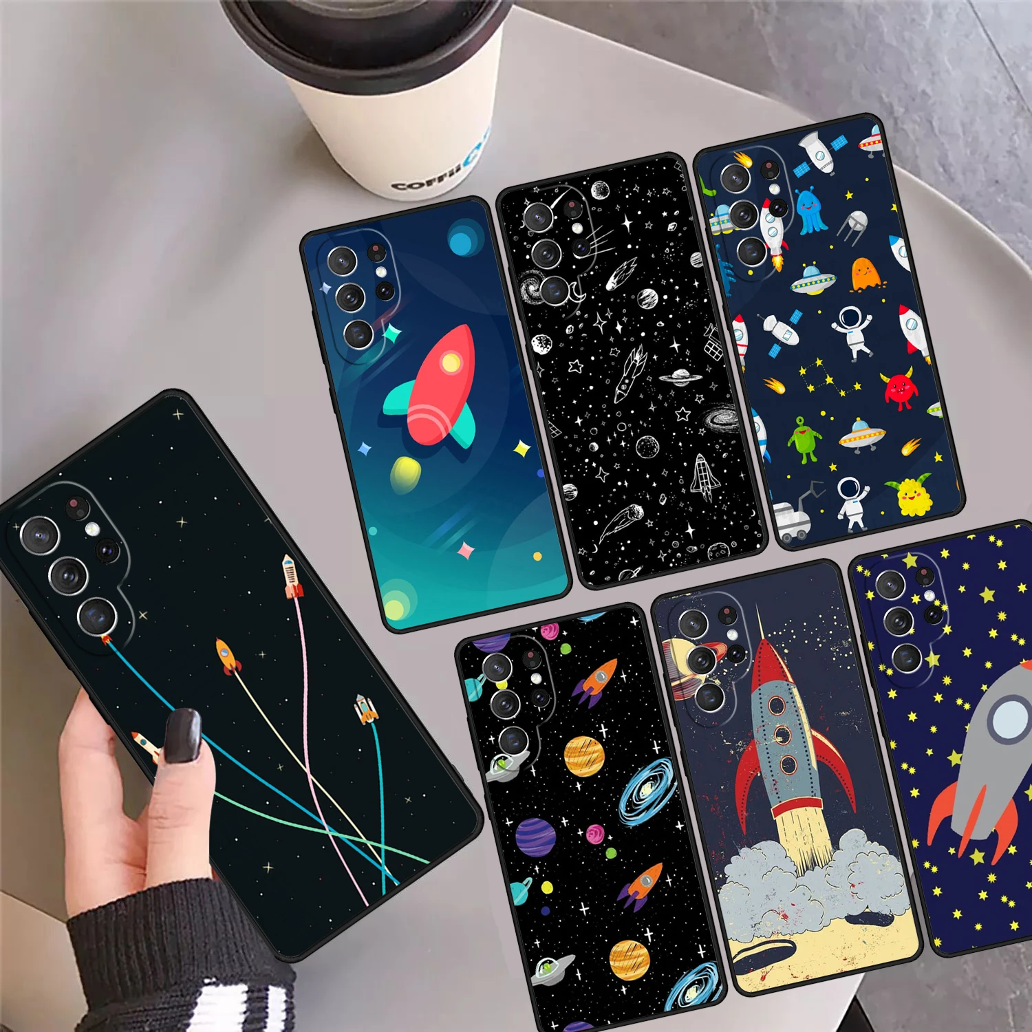 Cartoon Rocket Phone Case Cover Coque For Samsung Galaxy S24 Ultra 23 S22 Plus S21 FE S20 S8 S9 S10 Note 10 Pro Note 20 Ultra