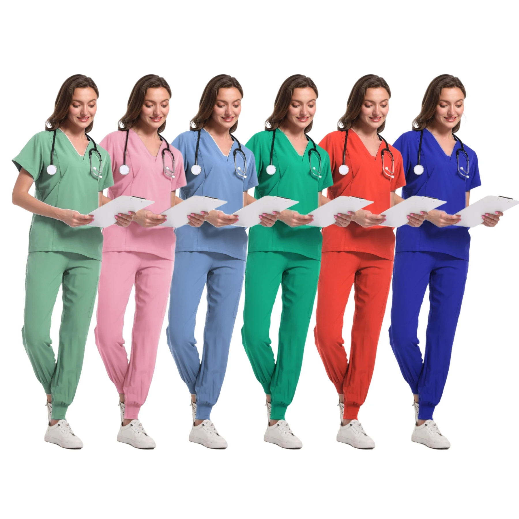 Medical Uniform Scrubs Set Classic Solid Color Nursing Gown Hospital Accessories Pet Grooming Medical Beauty Salon Scrub Uniform