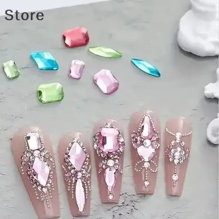 12-Grid 3D Nail Art Rhinestones Set Super-Shiny Flatback Adhesive Rhinestones for DIY Nail Art Multiple Shapes for Nail Designs