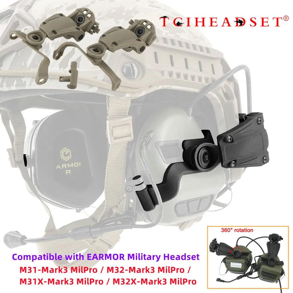 

Tactical Headset Helmet Mount Kit ARC Rail Adapter for EARMOR M31-Mark3/M32-Mark3/M31X/M32X Military Headset electronic shooting