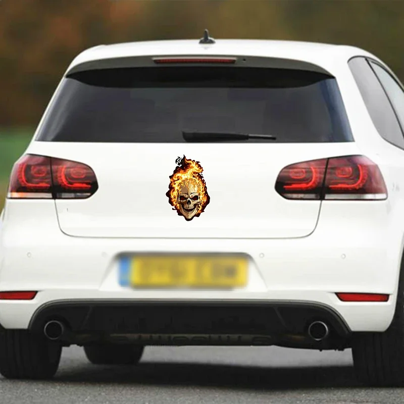 Funny Fire Skull Color Styling  Car Sticker Rear Window Body Decoration Decals Waterproof SunscreenVinyl Sticker,15cm*10cm