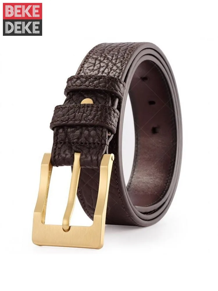 

Casual Business Mens Fashion Solid Color Buckle Cowskin Genuine Leather Belt Classic Versatile Personality Waistband For Pants