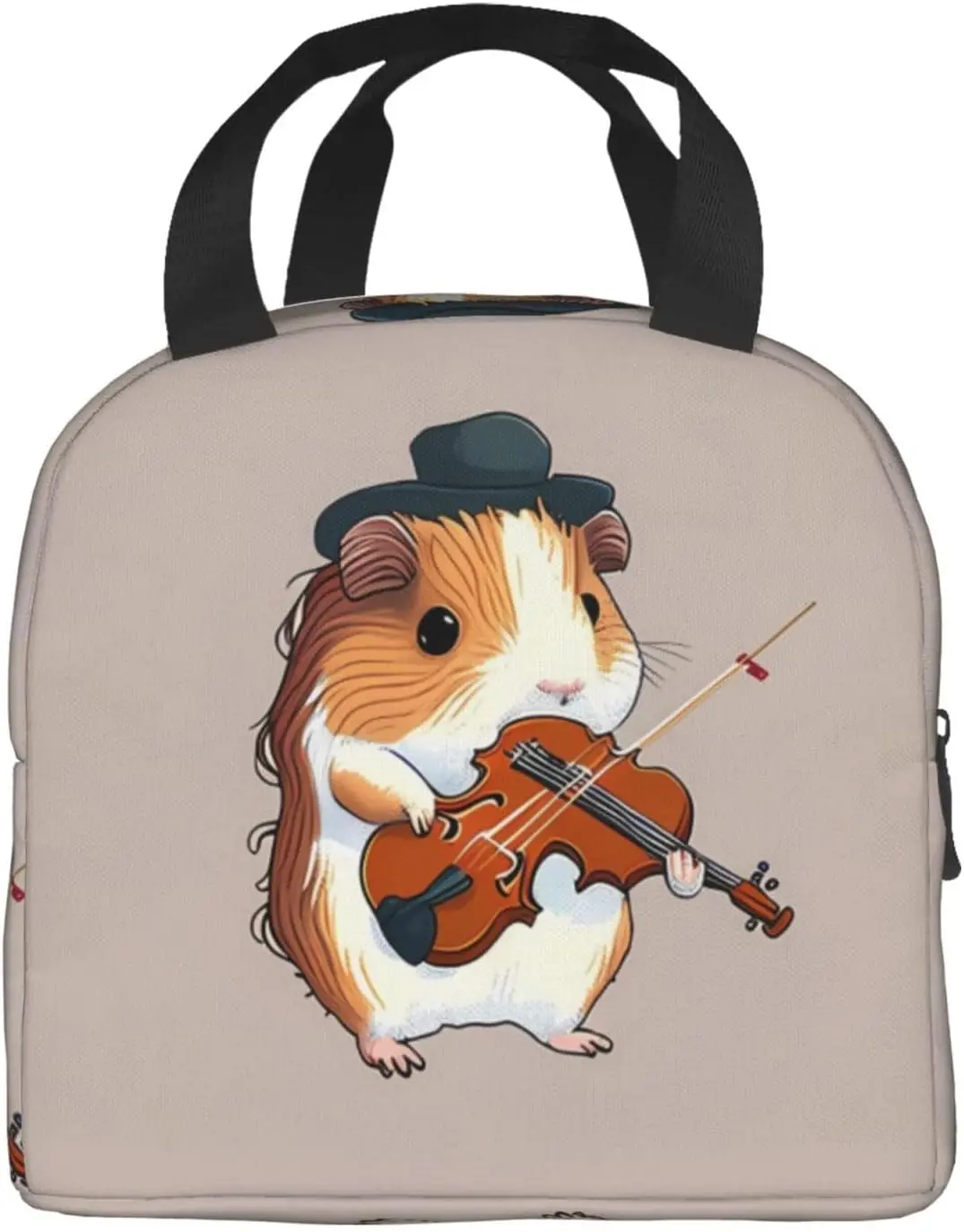 Guinea Pig Play Violin Insulated Lunch Bag Thermal Freezable lunch Tote Waterproof Bento Lu nch Box Women Men Lun ch Tote For