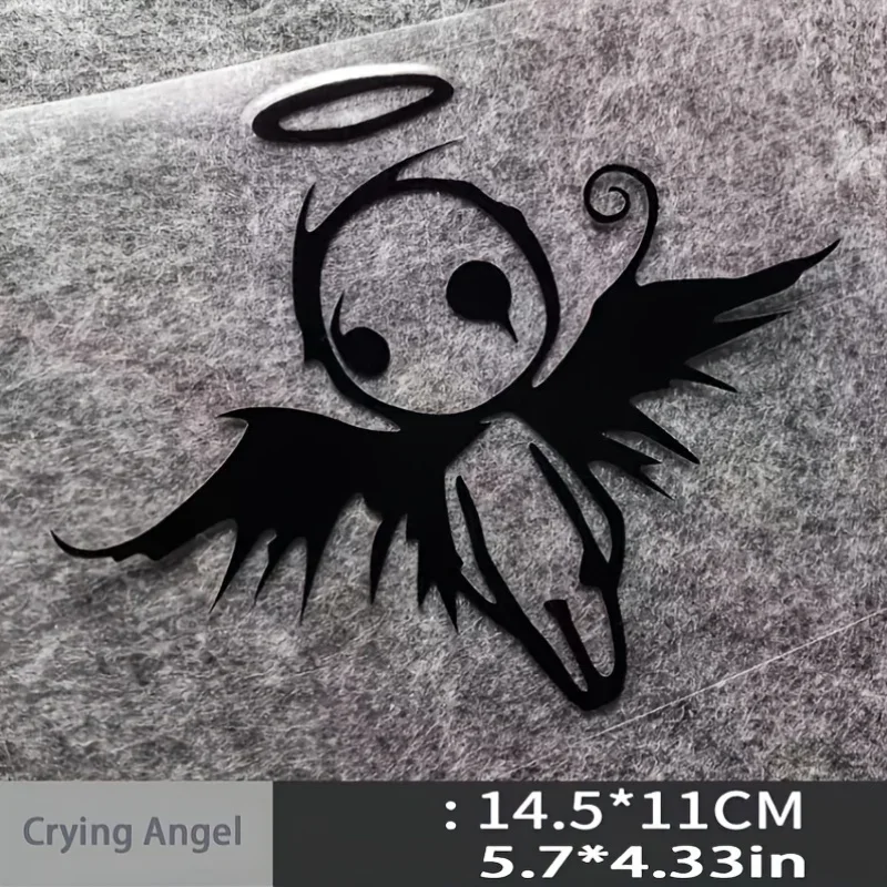 2D Flat 1Pc Cute Angel Demon Cartoon Vinyl Sticker, Waterproof UV Resistant, for Car Laptop Decor, Holiday Gift