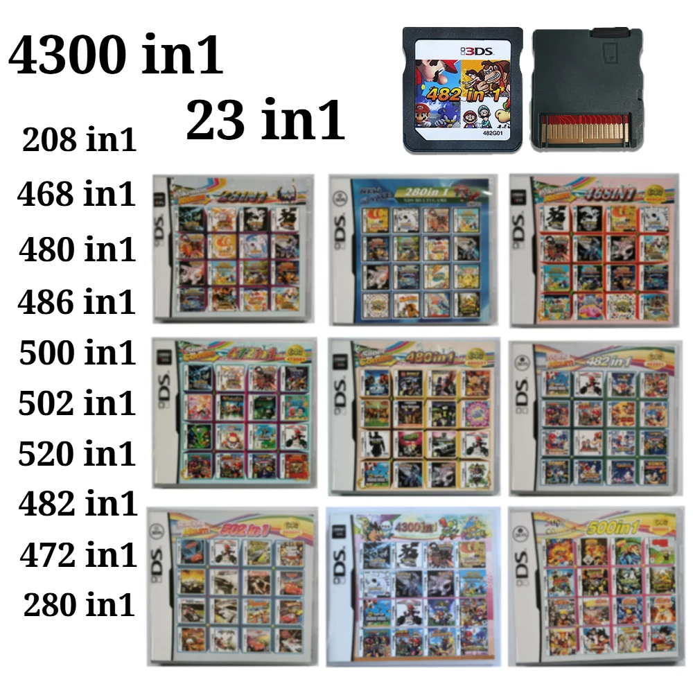 4300 in 1 Compilation DS NDS 3DS 3DS NDSL Game Cartridge Card Video Game Handheld Player (R4 card) 23in1/208in1/280in1/482/486