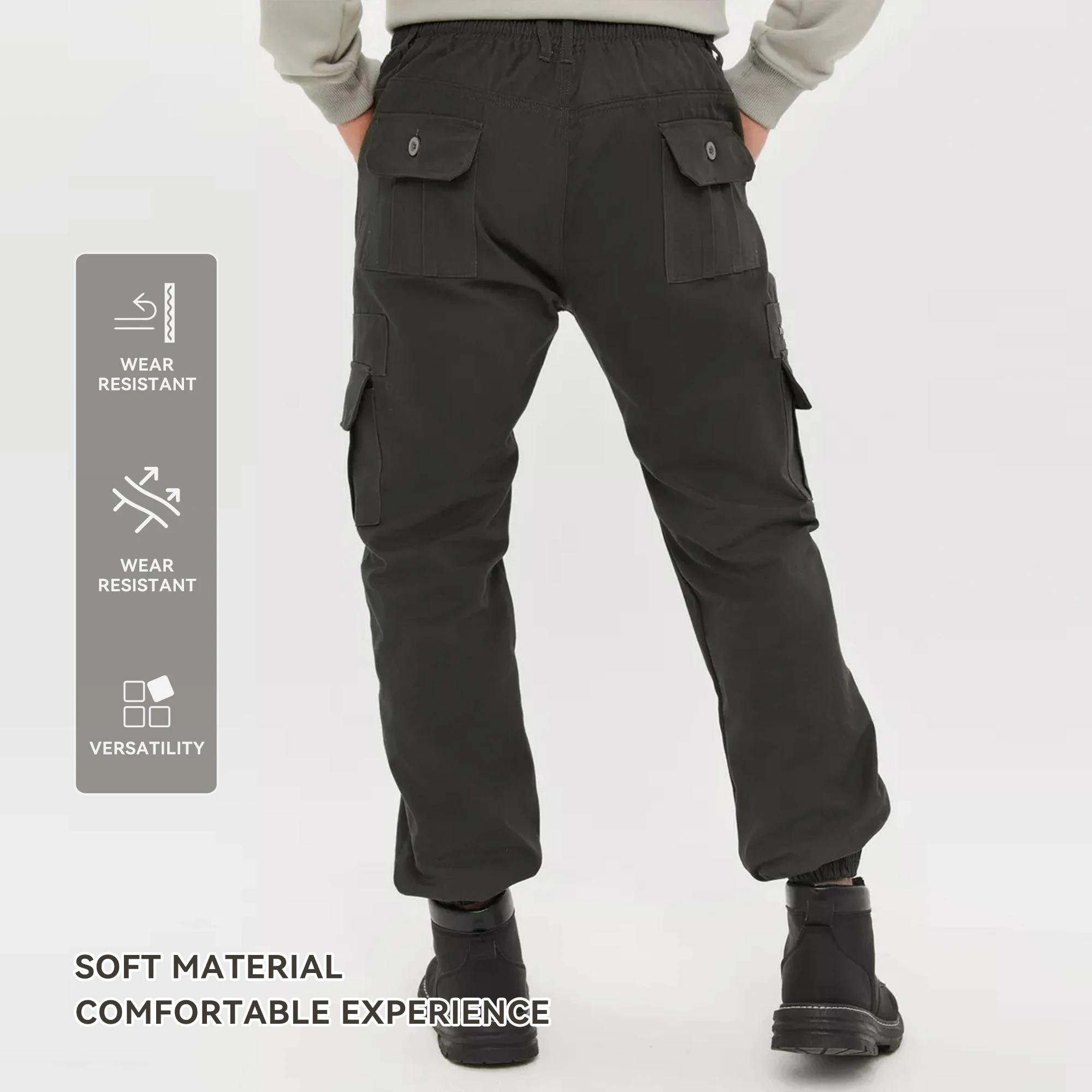 Calça cargo masculina casual, calça longa para trabalho ao ar livre, multibolso, à prova d'água, outono, primavera, roupa de trabalho, caminhadas, truserso