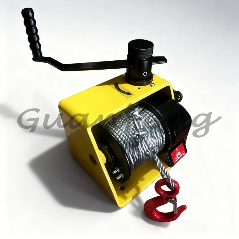 250kg Two Way Self-locking Hand Crank Winch Automatic Braking Manual Winch for Tractor Cargo Pulling and Lifting