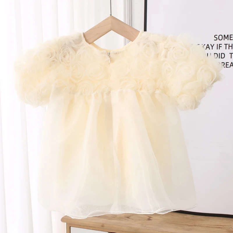 Fiori con maniche a sbuffo bambini Toddler Girls Dress Summer Cute Baby Girl Dresses for Birthday Party Princess Clothes