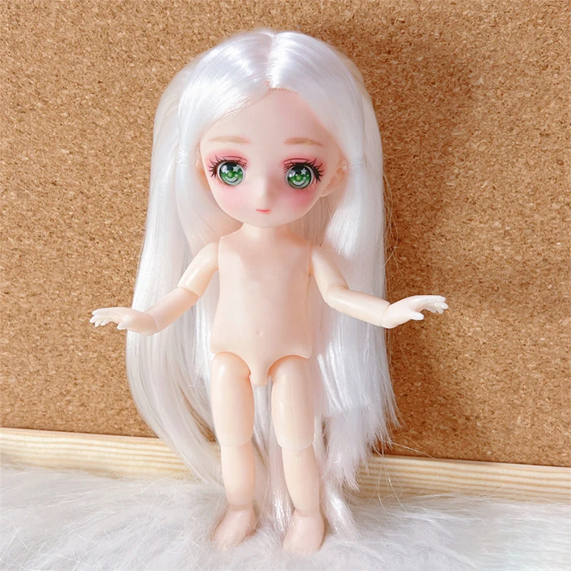 1 szt. Lalka BJD z oczami 3D, korpus 16 cm, twarz manga, przegub sferyczny, naga, haploid ​ Lalka z różnymi włosami Akcesoria dla dziewczynek Zabawki