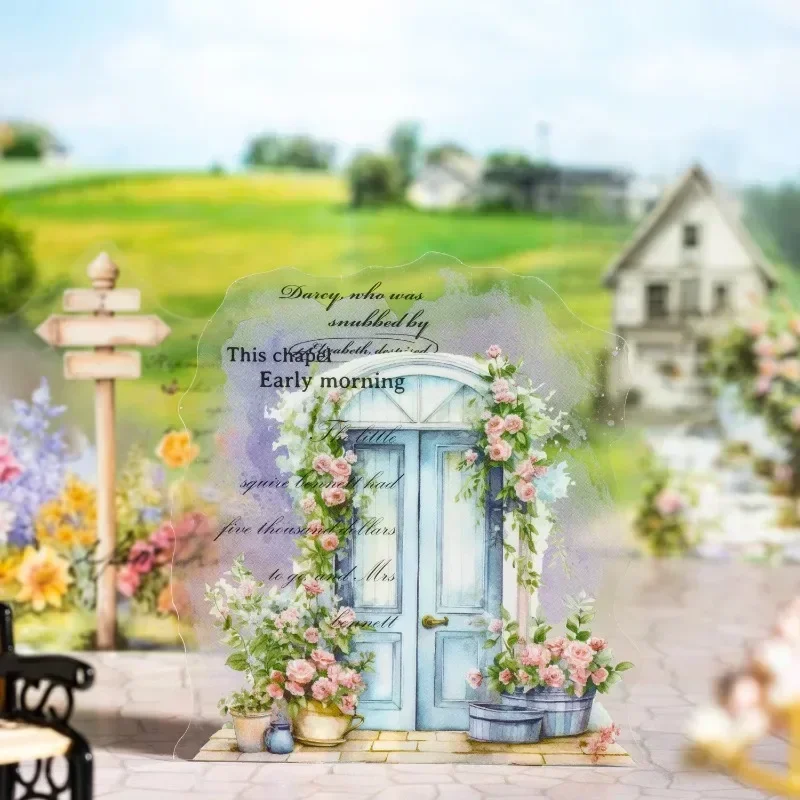 

10 уличных фонарей, фоновые фантазийные акварельные наклейки, пакет скрапбукинга, коллажа, сухош, пейзаж, 142*105 мм