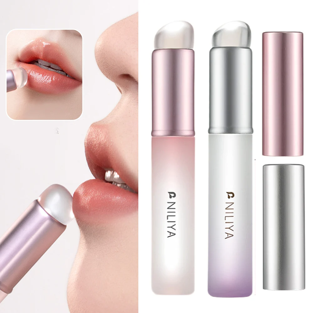 New Silicone Lip Brush With Cap Gradient Color Pink Purple Lipstick Applicator Upgrade Like Fingertip Q Soft Lip Brush No Broken