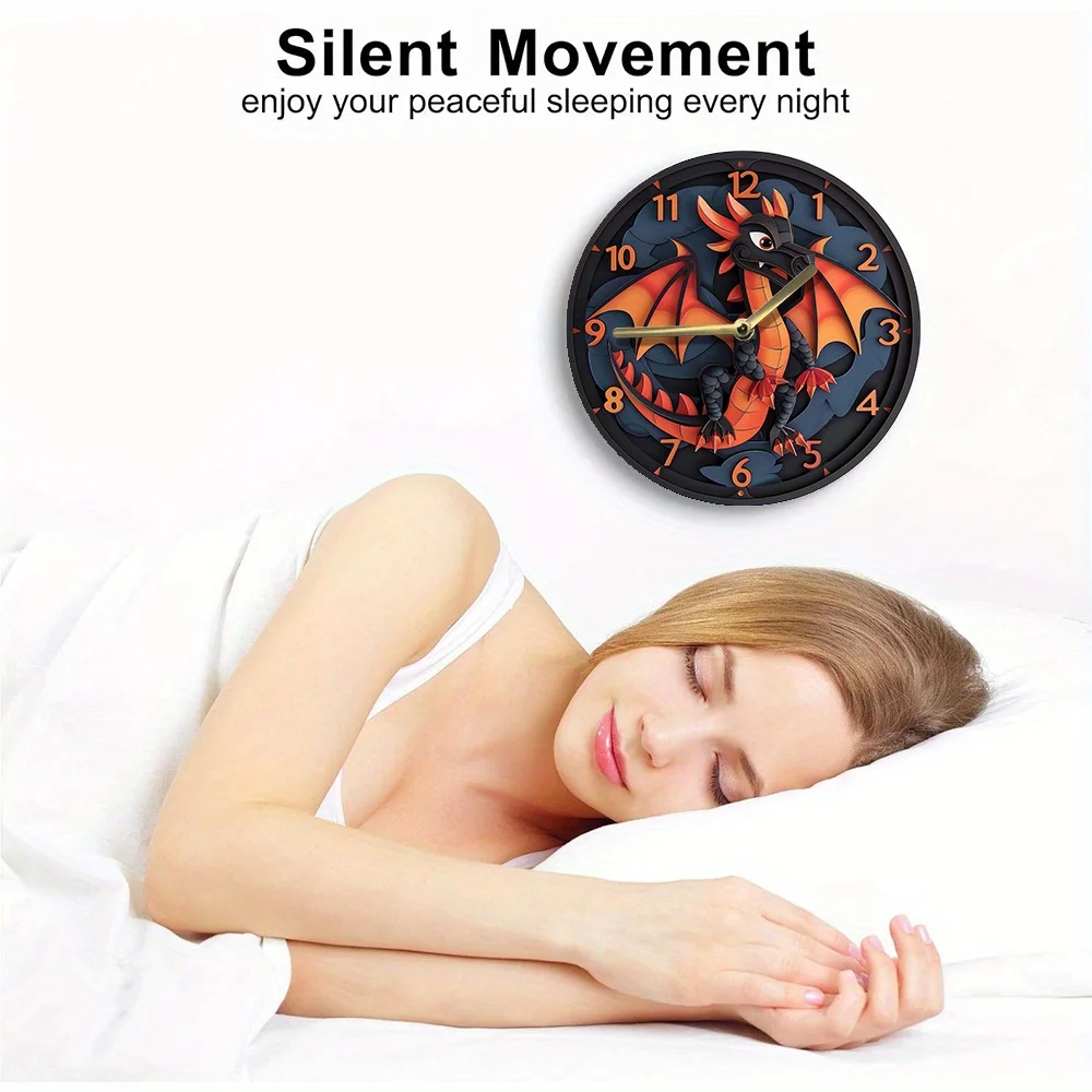 Inferno Dragon Themed DIY Wall Clock Kit - High-Definition Aluminum Silent Clock, Ideal for Living Room & Graduation Decor