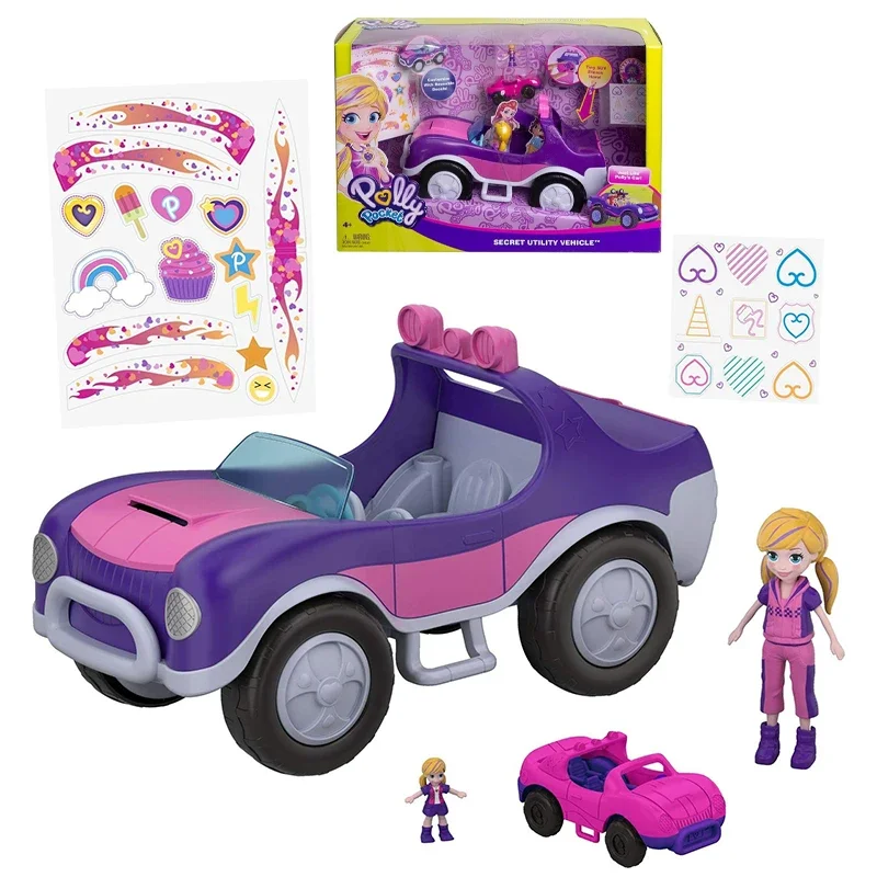 Polly Pocket Adventure Secret Utility Vehicle Car Mini Dolls Accessories Luxury Wagon Set Girls Play House Toys Birthday Gifts