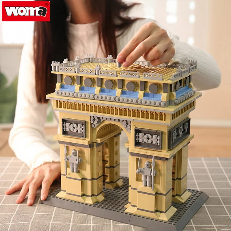 

Woma Brand Building Block Toys World Landmark Architecture Paris Arc de Triomphe London Twin Towers Bridge Building Block Model