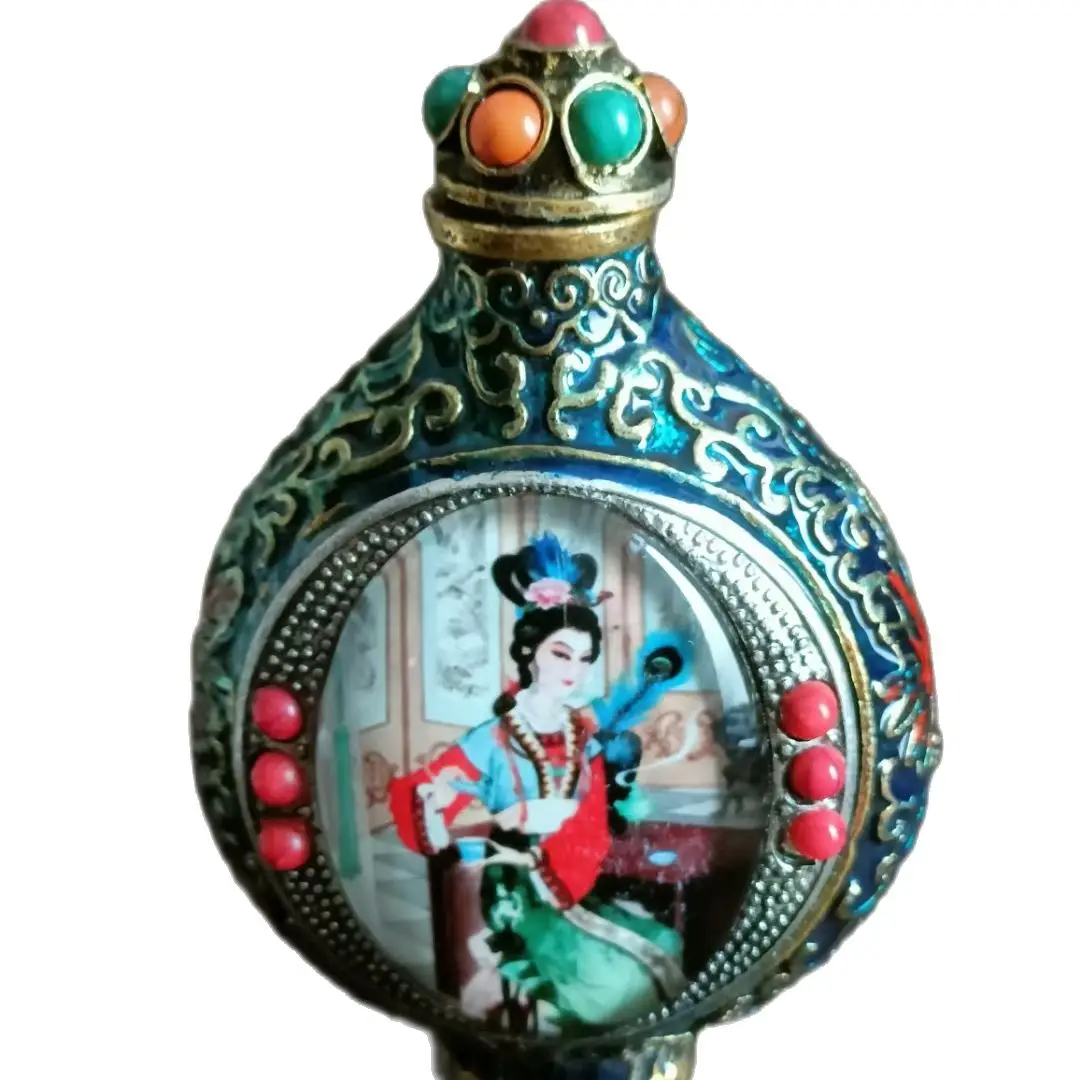 vintage glow-in-the-dark painted snuff bottle chinese carved snuff bottle Inlaying fairy snuffbox peking fine gift hobby collect