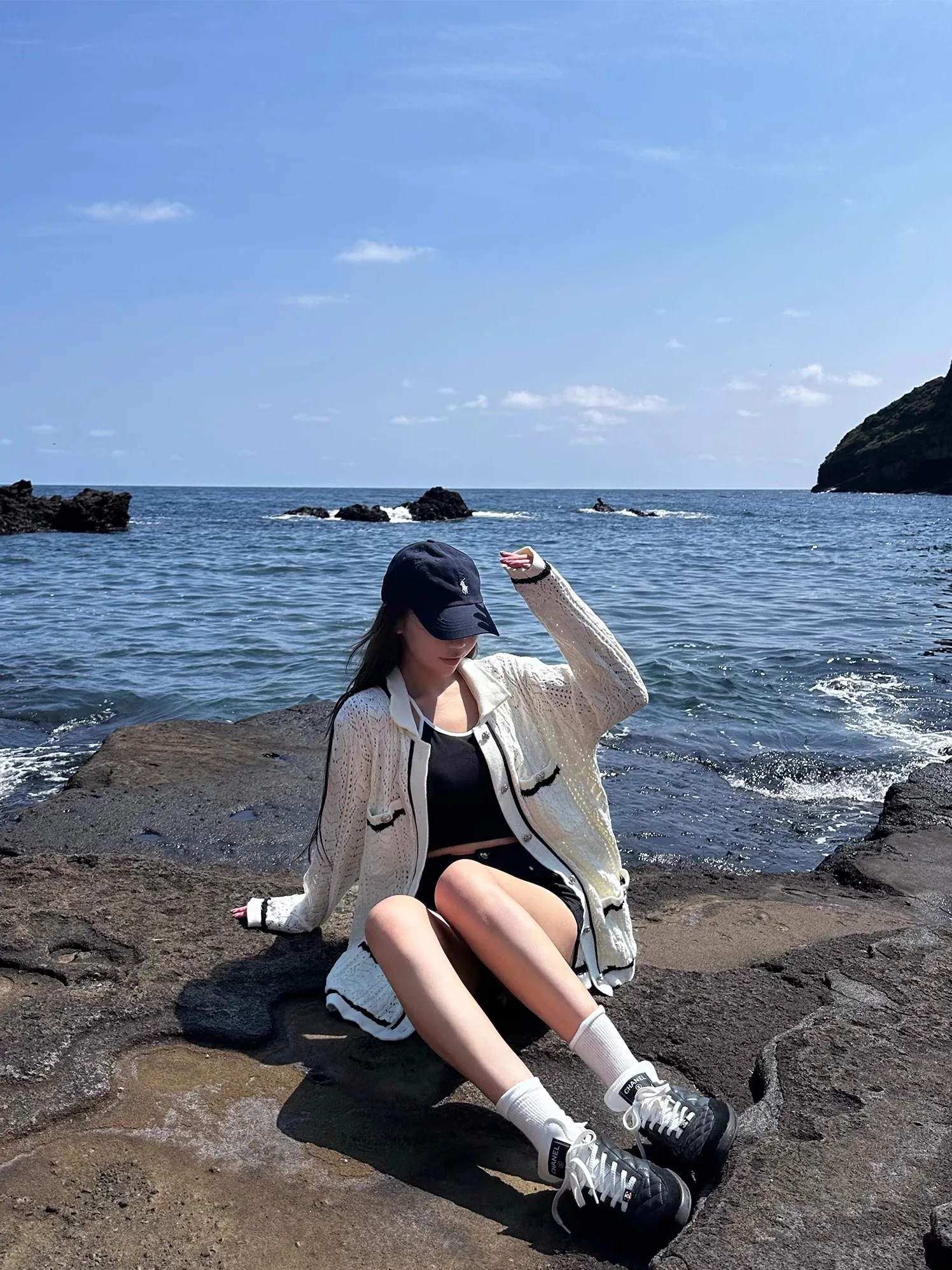 

Женский вязаный кардиган EU IIWAN с длинными рукавами, ажурный дизайн, простой повседневный стиль, свободный крой, топ из смесового хлопка