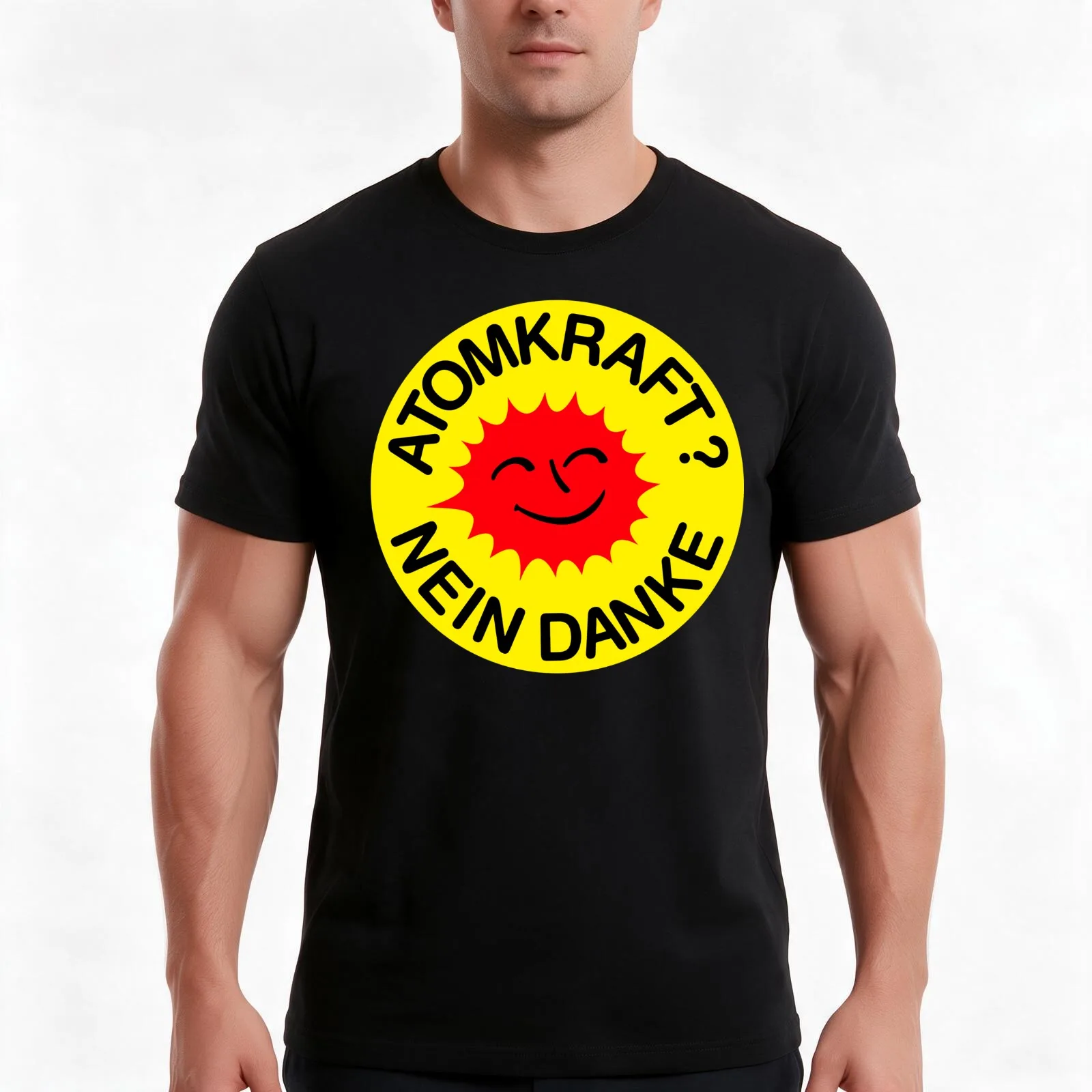 Atomkraft nein Danke T-Shirt, Summer Casual Cotton Tee, Oversized Streetwear Tops, Vintage Graphic Print, Loose Fit Short Sleeve