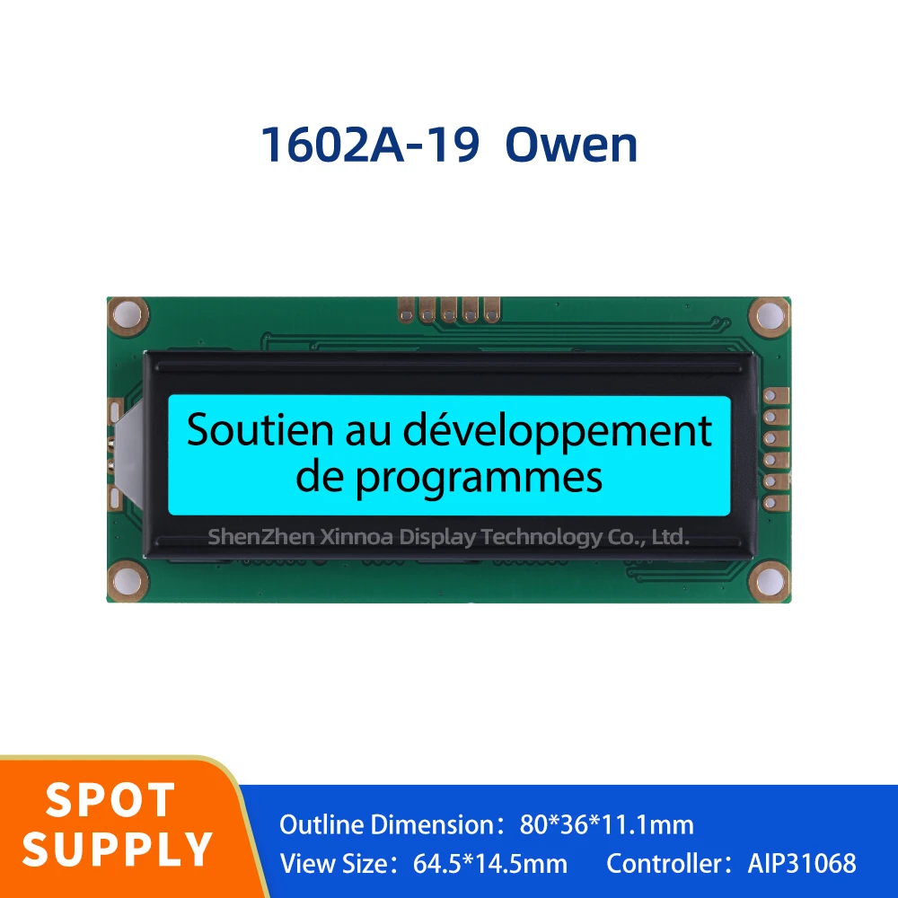 Экран с последовательным портом IIC I2C, ЖК-дисплей 1602 дюйма, AIP31068, пленка с голубым льдом, черные буквы, Европейский ЖК-модуль с символами 1602A-19