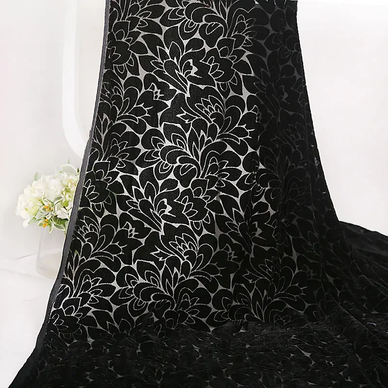 50cm/100cm*114cm Brocade Burnt-out Velvet Fabric Flower Hollow Dress Simulation Silk Fabric for DIY Sewing Clothing