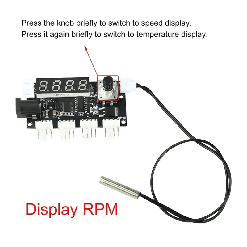 A99E-DC 5-24V 5A Four Way PWM Fan Speed Control Intelligent Temperature Control Cooling Speed Controller Display