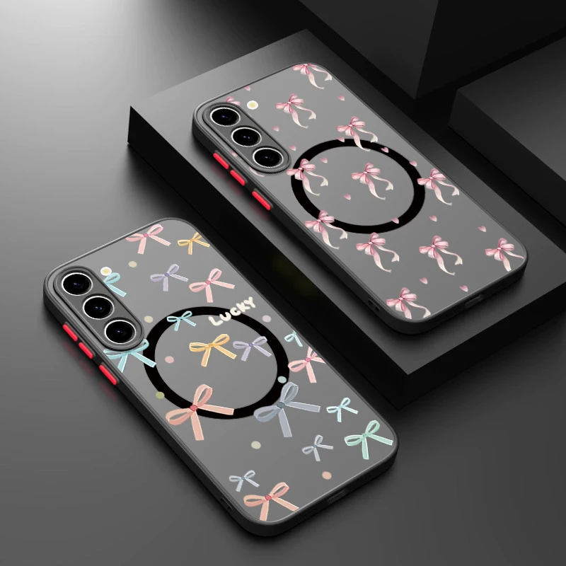 Bunte Schleifenknoten-Magnet-Handyhülle für Samsung Galaxy S26 S25 S24 S23 Ultra S25 S24 FE A17 A37 A56 A55 A36 A16 Acryl-Cover