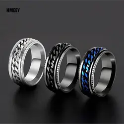 New Cool Stainless Steel Rotatable Couple Ring High Quality Spinner Chain Rotable Rings for Women Man Punk Jewelry Party Gift