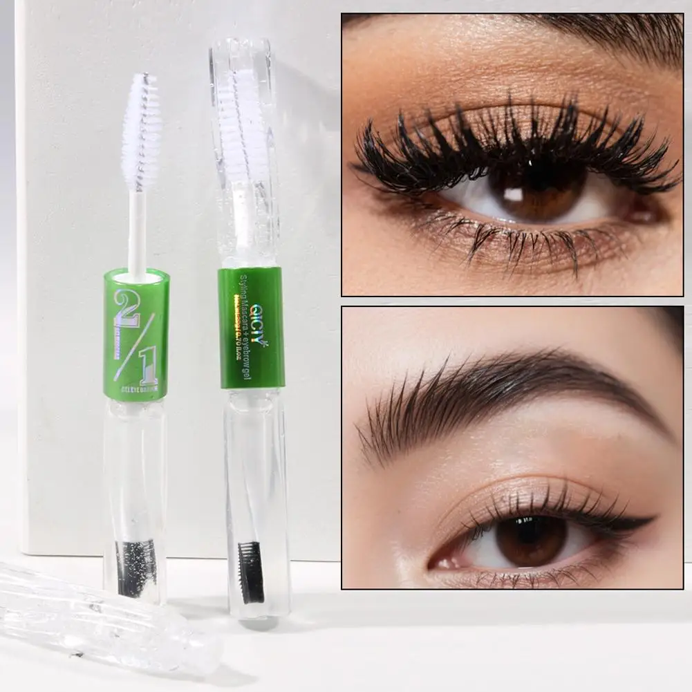 2-in-1 Doppia Testa Sopracciglio E Ciglia Gel Modellante Incolore Gel Trasparente Fisso Sopracciglio Mascara Impermeabile Selvaggio K9N6