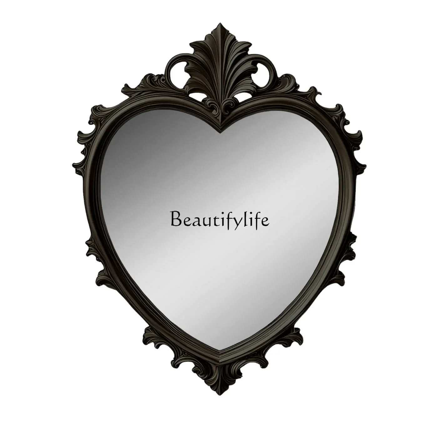 

*French Retro Carved Heart Makeup Mirror European Wall-Mounted Art Decorative Mirror