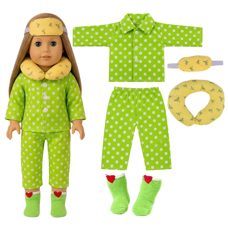 Niedliche Puppenkleidung + U-förmiges Kissen und Socken für 43 cm große Babypuppen und 18 Zoll große amerikanische Puppen, Mädchenspielzeug der Marke Our Generation – Detail 8