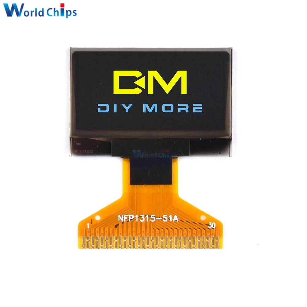 0.96 Inch OLED LCD Screen 128X64 Resolution Control Chip SPI IIC Interface 30PIN Blue/White/Yellow Blue Display Module