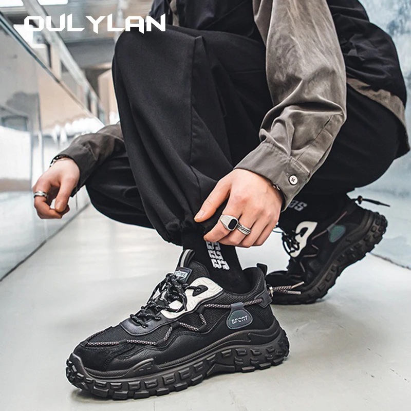 

OULYLAN Fashion anti-skid breathable comfortable running Men's shoes tires mesh sole thick sole sports leisure shoes Size 39-44