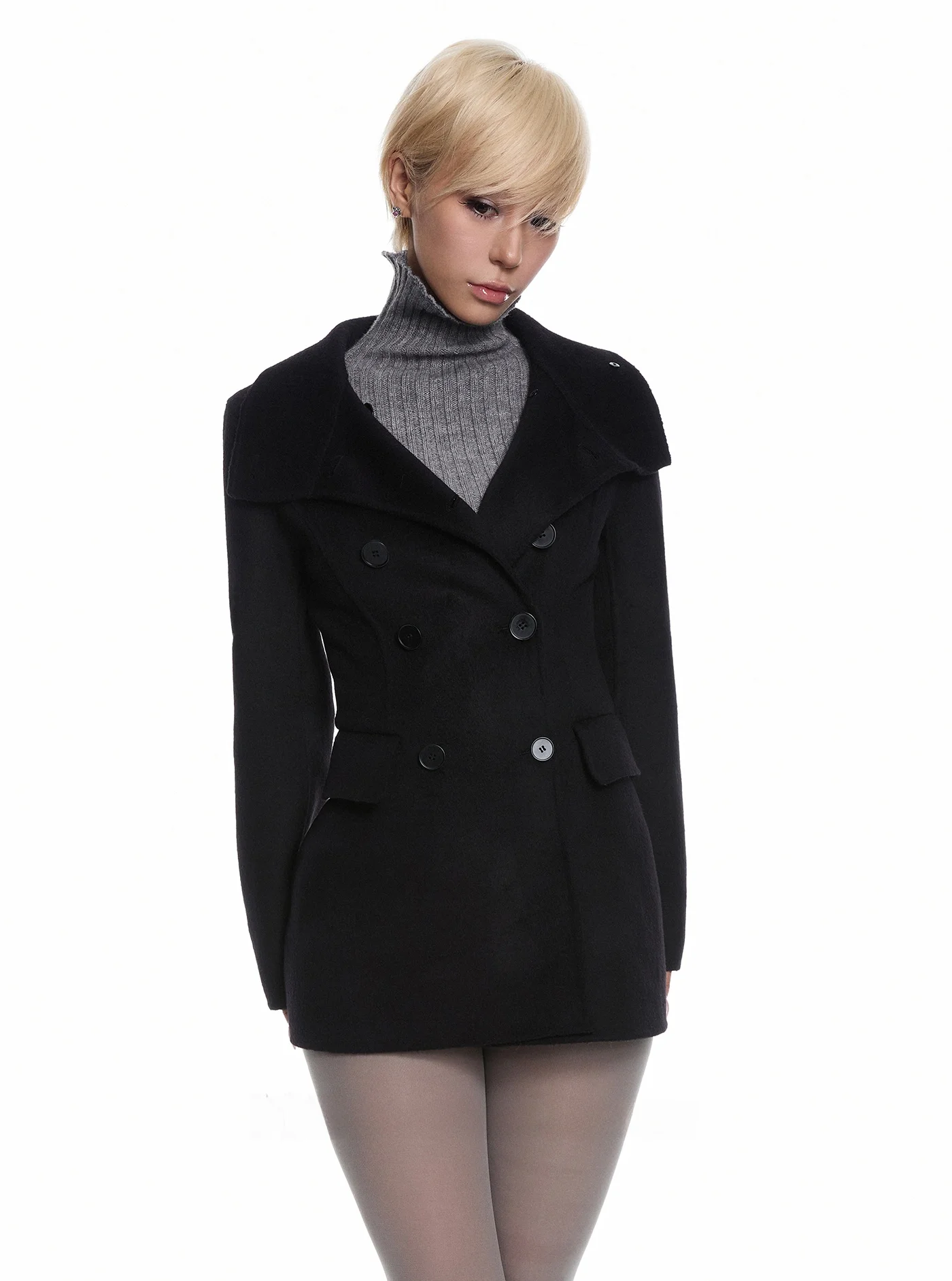 

Пальто Tagkita Bla из двустороннего шерстяного твида, винтажное, с поясом, приталенное, средней длины, женская верхняя одежда премиум-качества