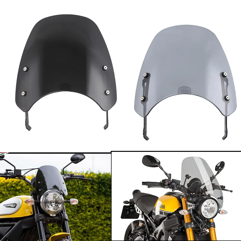 Motorcycle Touring Front Flyscreen Windscreen Windshield Shield Screen With Mounting Bracket For Ducati Scrambler 2015-2020