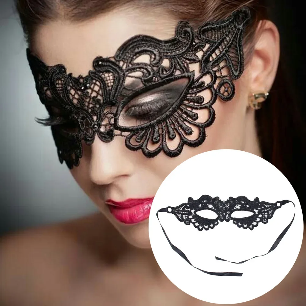 Women Hollow Lace Masquerade Face Mask Sexy Cosplay Prom Party Props Costume Halloween Masquerade Mask Nightclub Queen Eye Mask